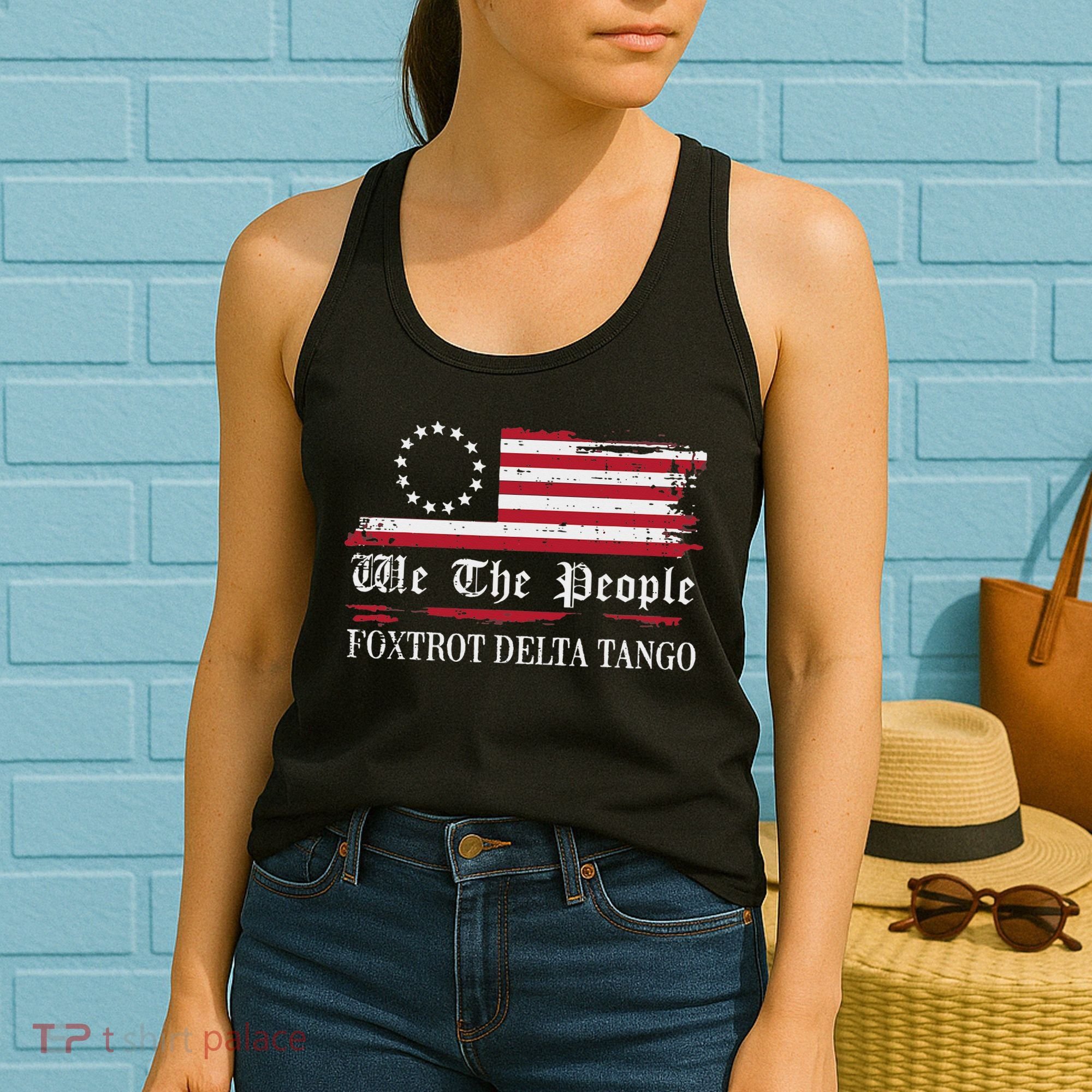 Foxtrot Delta Tango Flag We The People Resist Women Women's Tank Top
