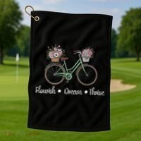 Flourish Dream Thrive Floral Bike Subtle 8647 Trump Resist Golf Towel thumb 1