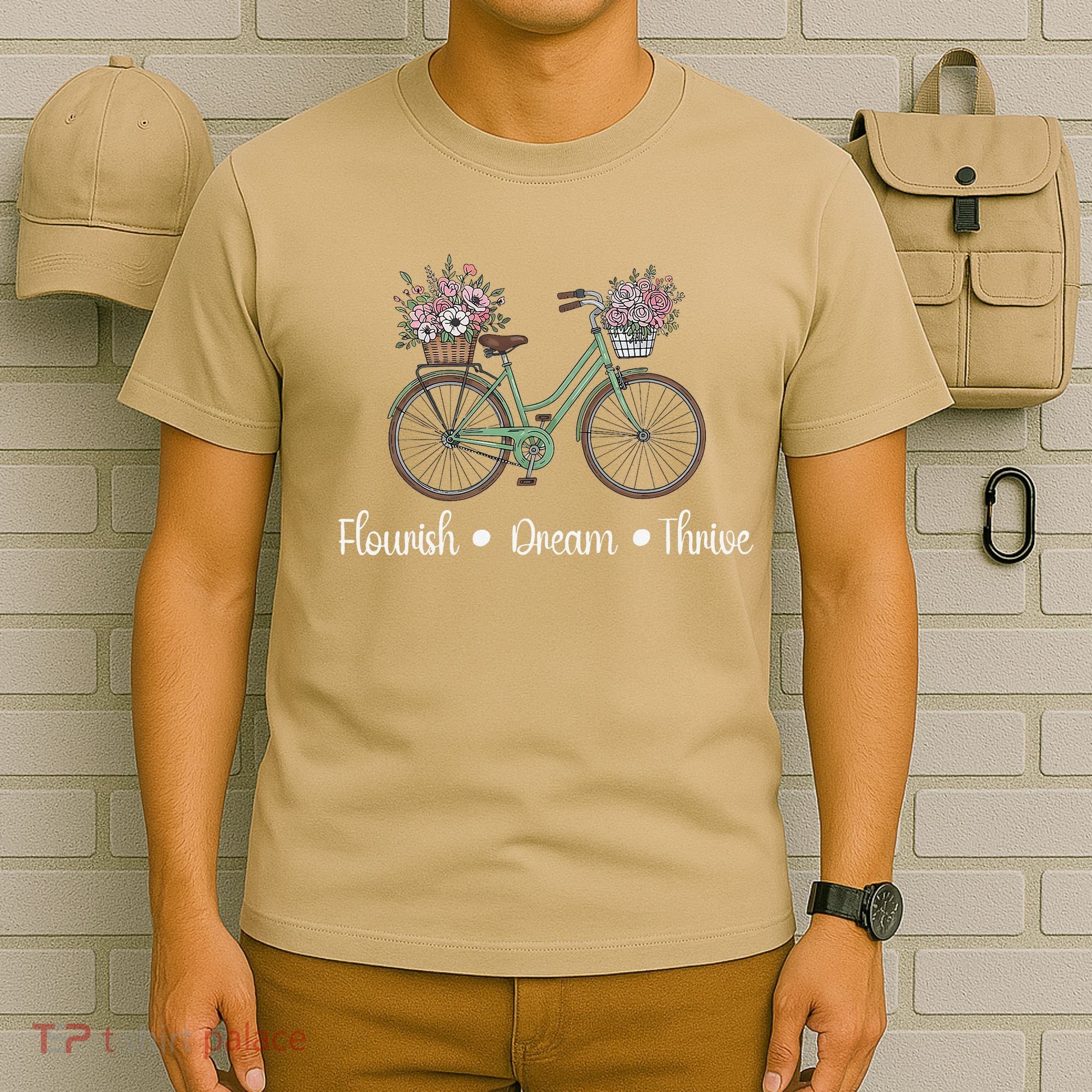 Flourish Dream Thrive Floral Bike Subtle 8647 Trump Resist T-Shirt