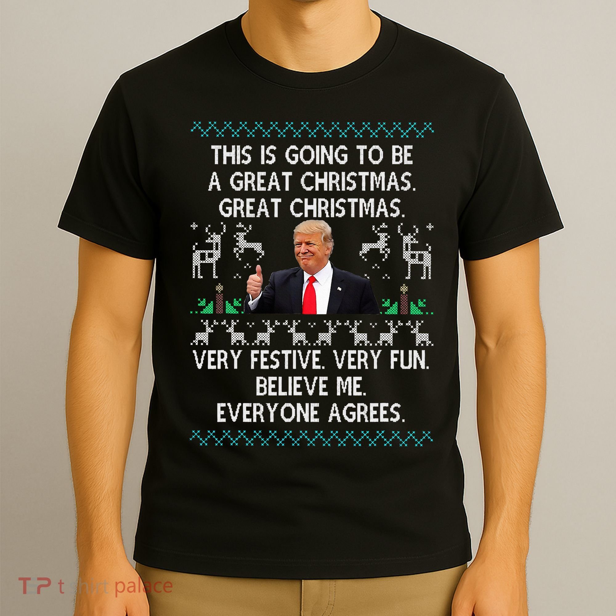 Funny Donald Trump Merry Christmas Xmas Pajamas Holiday Ugly T-Shirt
