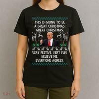 Funny Donald Trump Merry Christmas Xmas Pajamas Holiday Ugly T-Shirt thumb 4