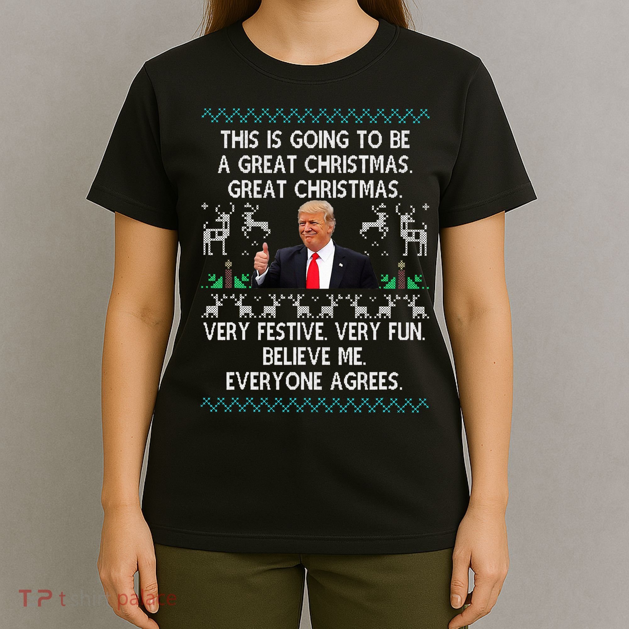 Funny Donald Trump Merry Christmas Xmas Pajamas Holiday Ugly T-Shirt