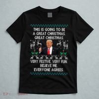 Funny Donald Trump Merry Christmas Xmas Pajamas Holiday Ugly T-Shirt thumb 5