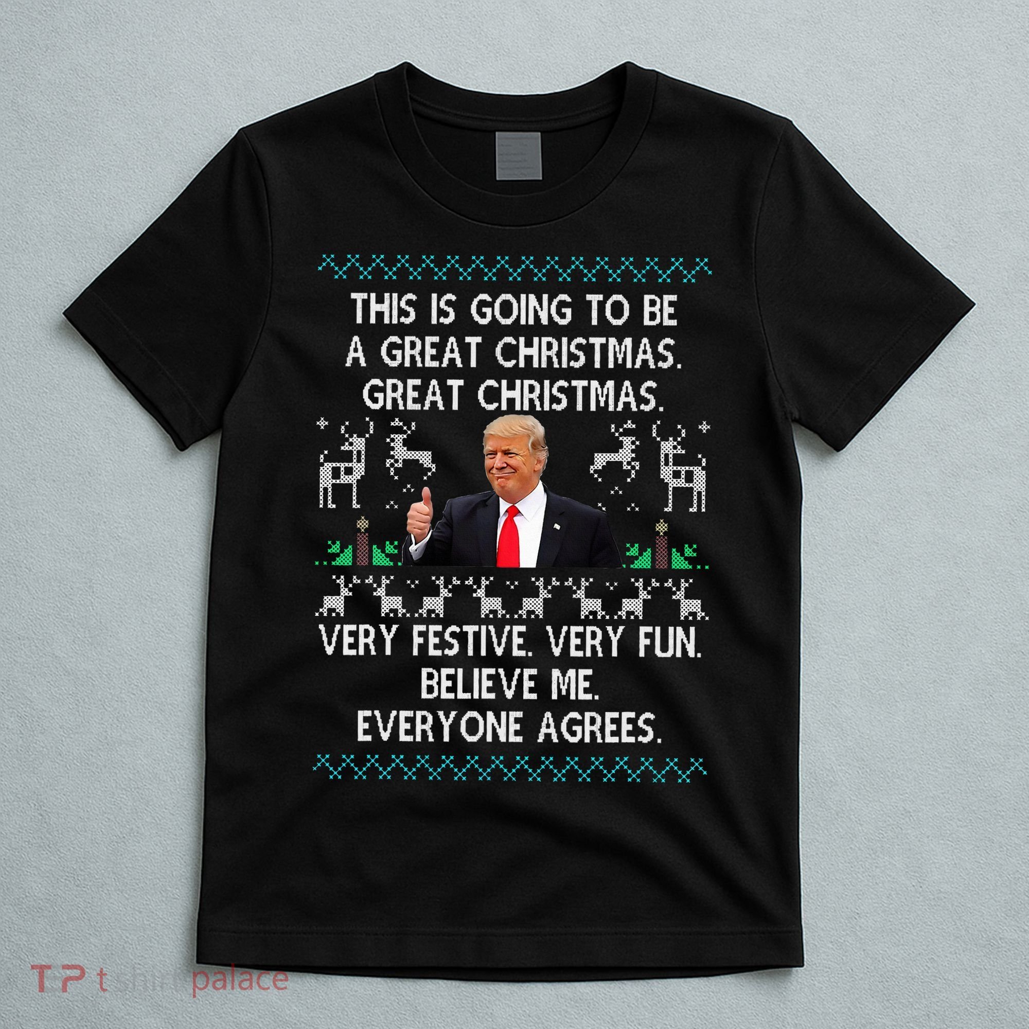 Funny Donald Trump Merry Christmas Xmas Pajamas Holiday Ugly T-Shirt