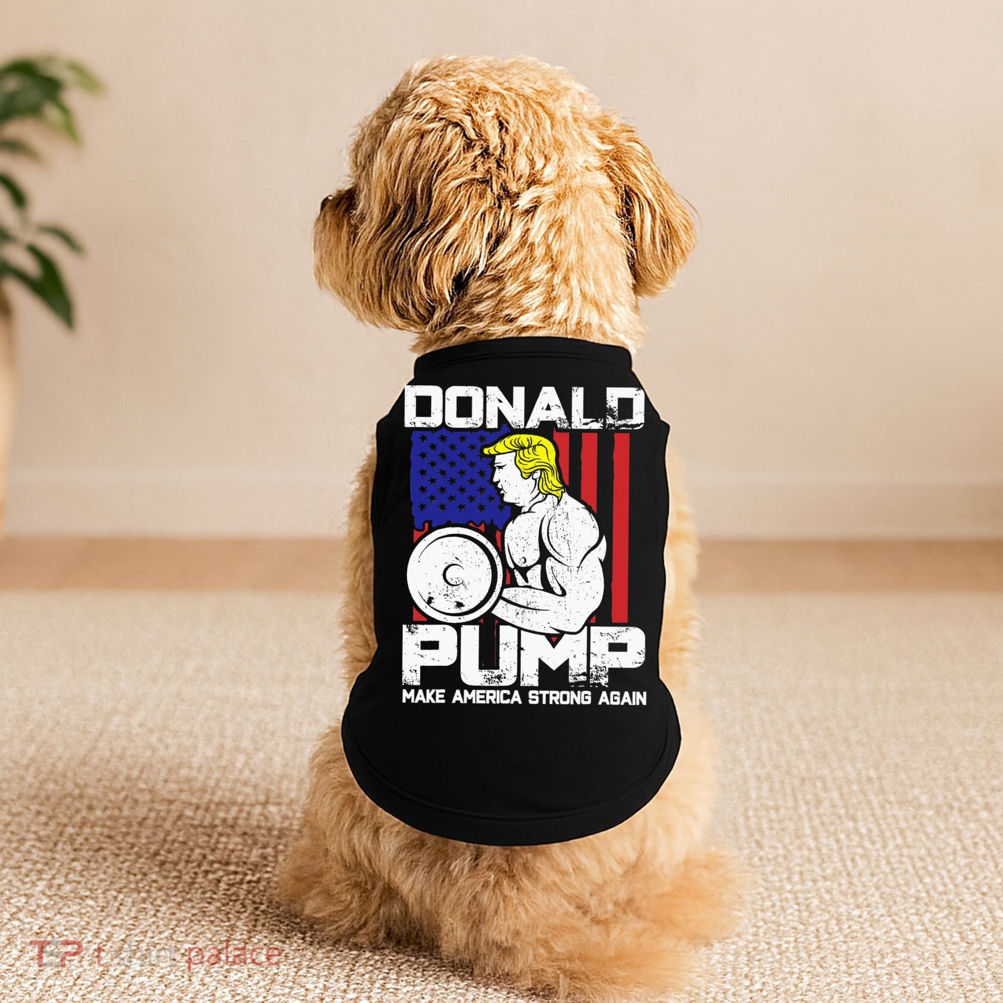 Funny Donald Trump Weight Lifting Workout Gym Doggie Tank