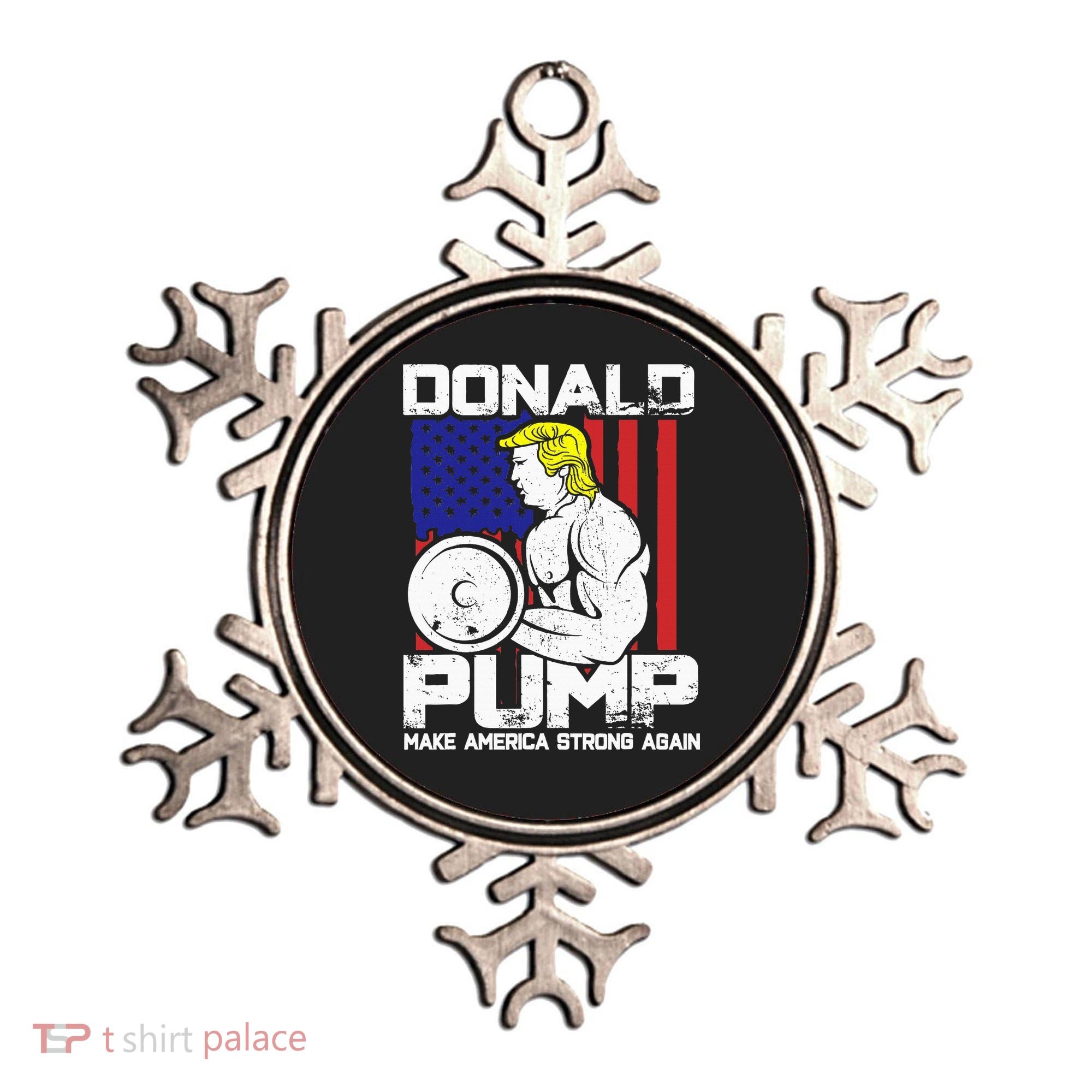Funny Donald Trump Weight Lifting Workout Gym Ornament