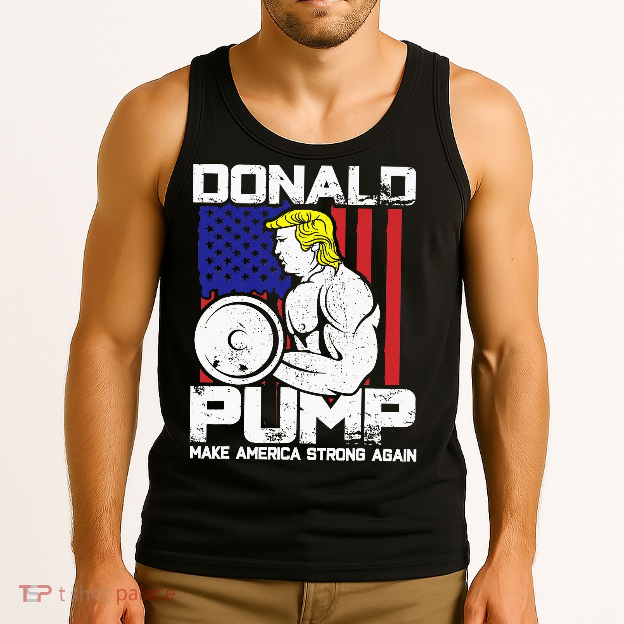 Funny Donald Trump Weight Lifting Workout Gym Tank Top
