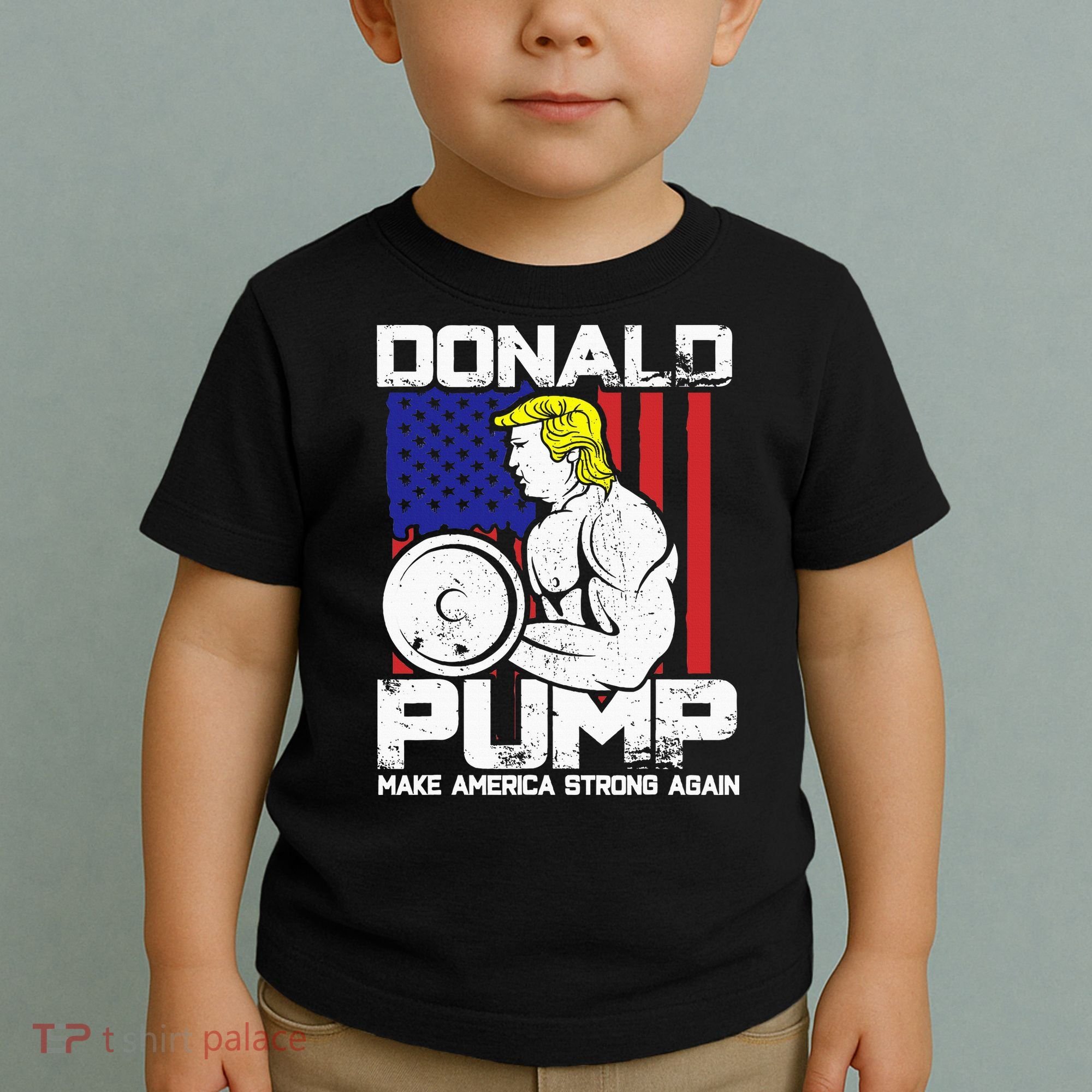 Funny Donald Trump Weight Lifting Workout Gym Toddler T-Shirt