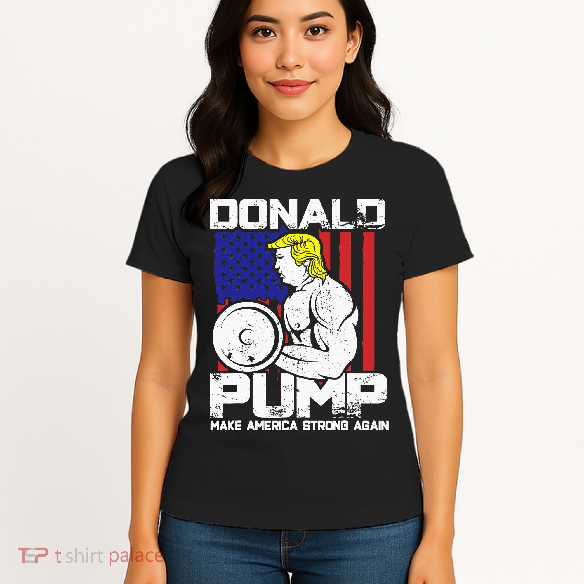 Funny Donald Trump Weight Lifting Workout Gym Women's T-Shirt