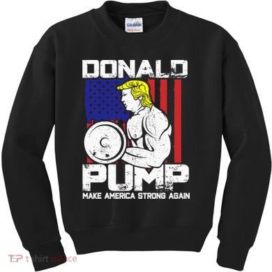 Funny Donald Trump Weight Lifting Workout Gym Kids Sweatshirt