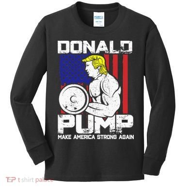 Funny Donald Trump Weight Lifting Workout Gym Kids Long Sleeve Shirt