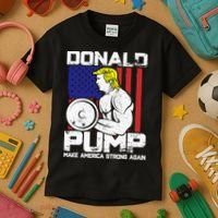 Funny Donald Trump Weight Lifting Workout Gym Kids T-Shirt thumb 3