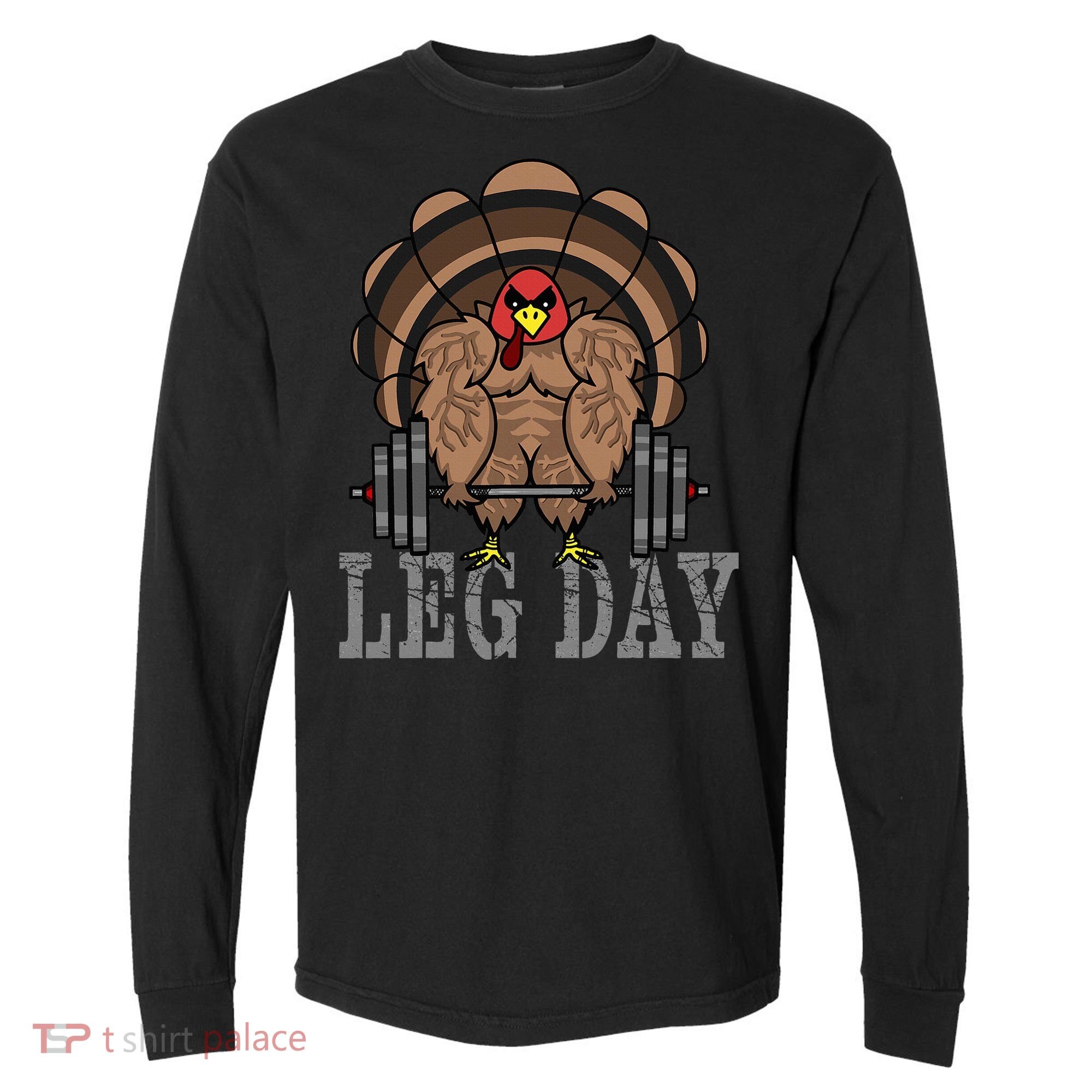 Funny Deadlifting Turkey Thanksgiving Leg Day Deadlift Comfort Colors Heavyweight Long Sleeve T-Shirt