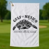 Foxtrot Delta Tango Turtle Gulf Of Mexico Protest Golf Towel thumb 1