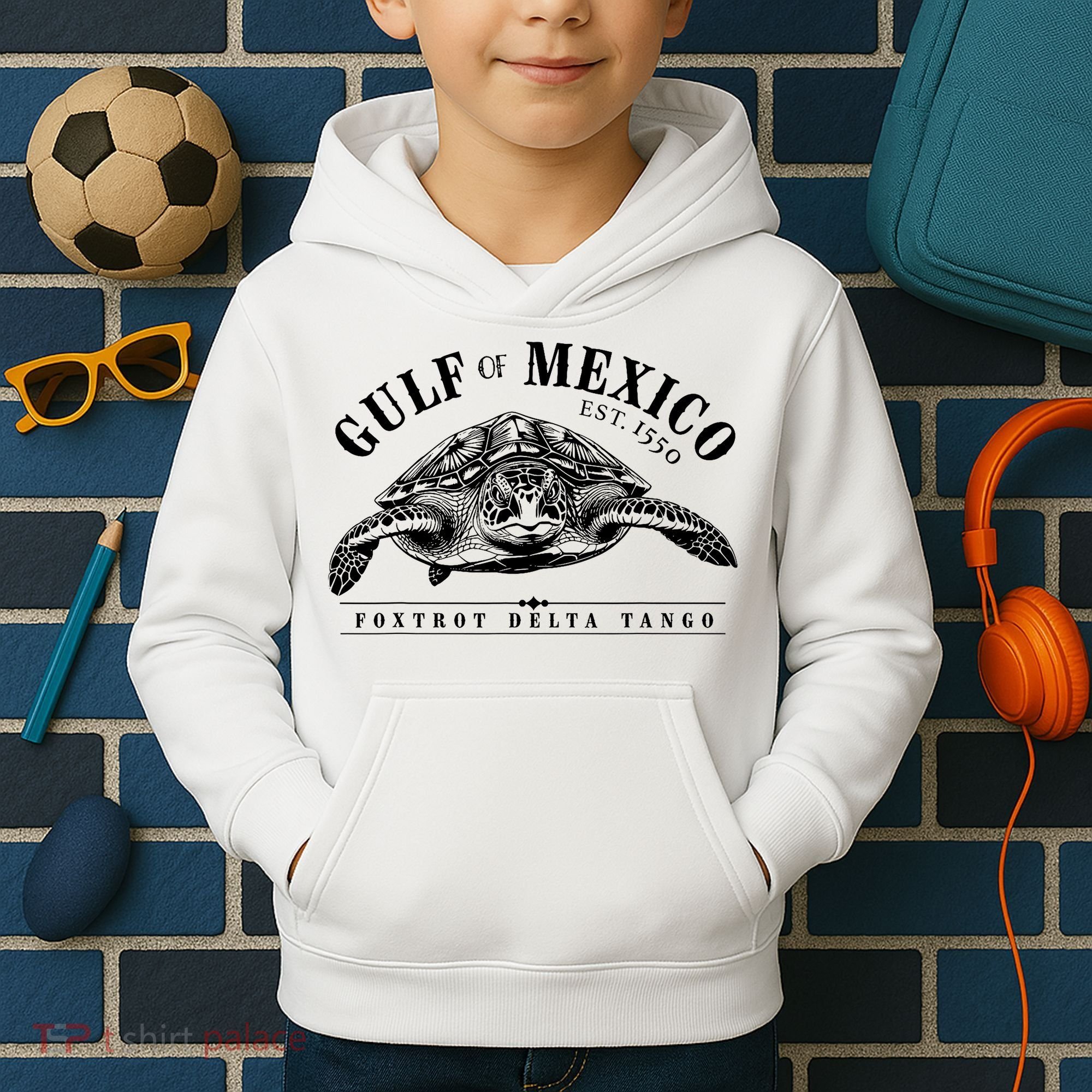 Foxtrot Delta Tango Turtle Gulf Of Mexico Protest Kids Hoodie