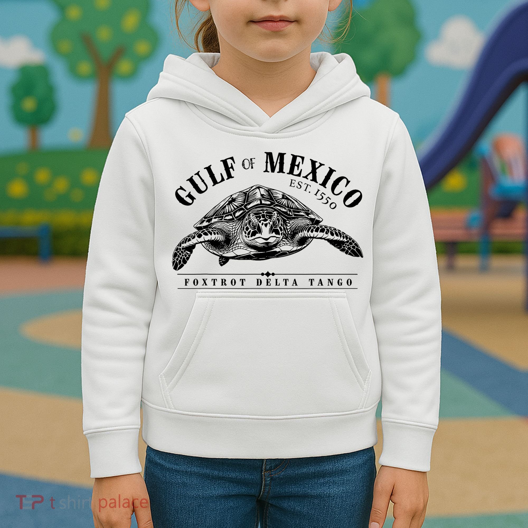 Foxtrot Delta Tango Turtle Gulf Of Mexico Protest Kids Hoodie
