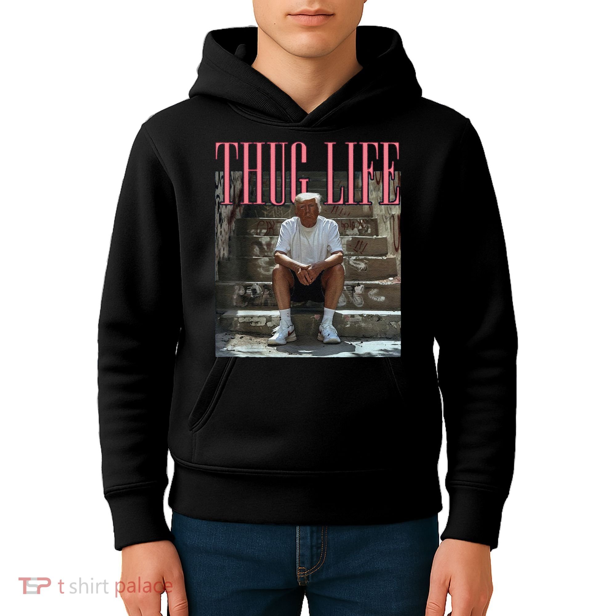Funny Donald Trump Thug Life Gift Kids Hoodie