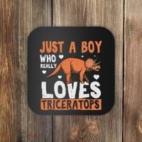 Funny Dinosaur Triceratops for boy Coaster thumb 0