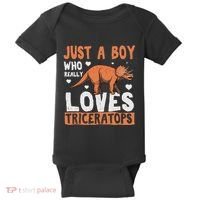 Funny Dinosaur Triceratops for boy Baby Bodysuit thumb 0