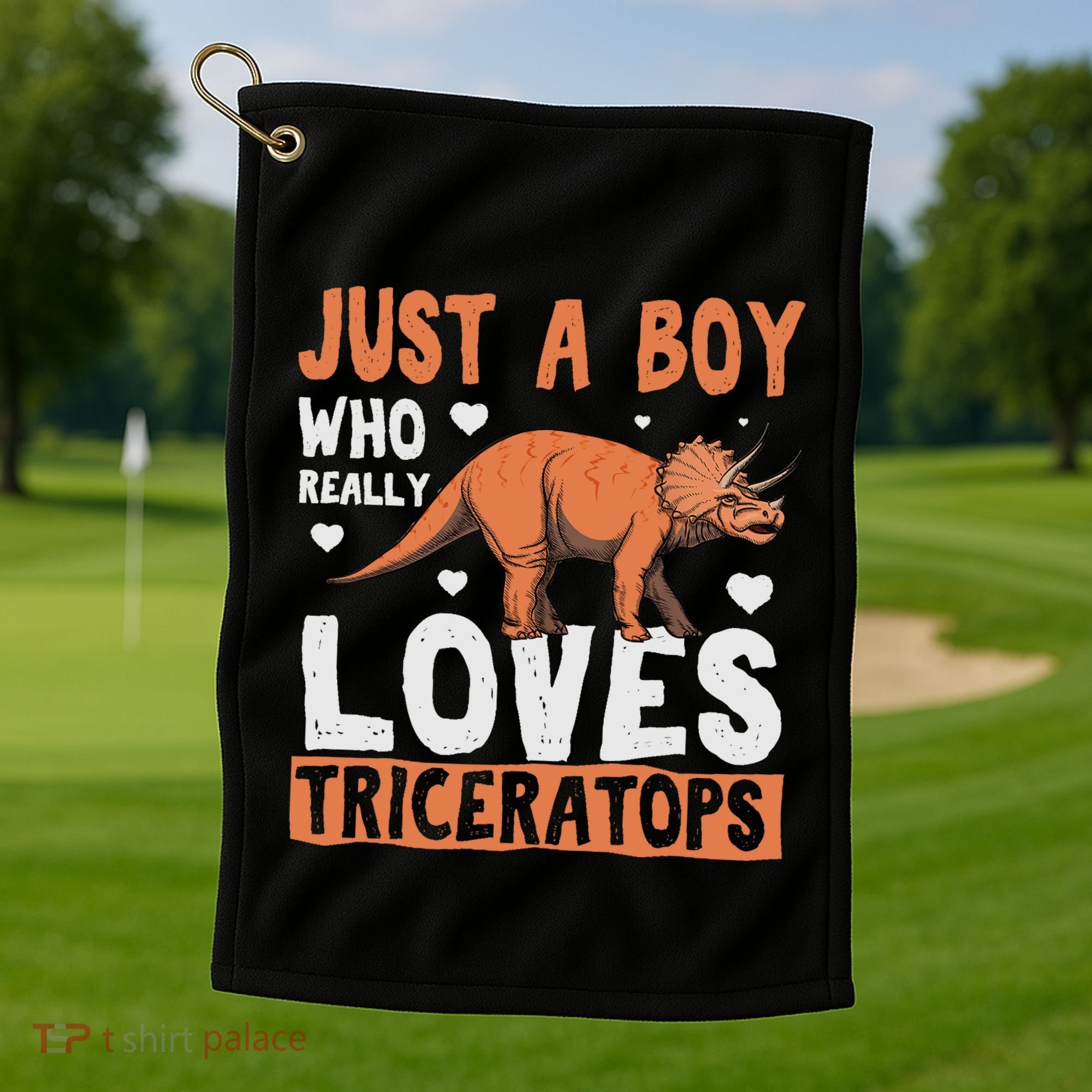 Funny Dinosaur Triceratops for boy Golf Towel