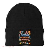 Freedom Democracy Tolerance Justice All Subtle Resist Trump Beanie thumb 0