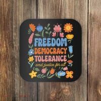 Freedom Democracy Tolerance Justice All Subtle Resist Trump Coaster thumb 0