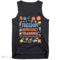 Freedom Democracy Tolerance Justice All Subtle Resist Trump Tank Top thumb 0