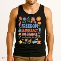 Freedom Democracy Tolerance Justice All Subtle Resist Trump Tank Top thumb 3
