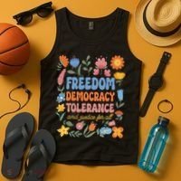 Freedom Democracy Tolerance Justice All Subtle Resist Trump Tank Top thumb 4