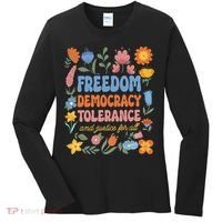 Freedom Democracy Tolerance Justice All Subtle Resist Trump Women's Long Sleeve Shirt thumb 0