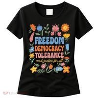 Freedom Democracy Tolerance Justice All Subtle Resist Trump Women's T-Shirt thumb 0