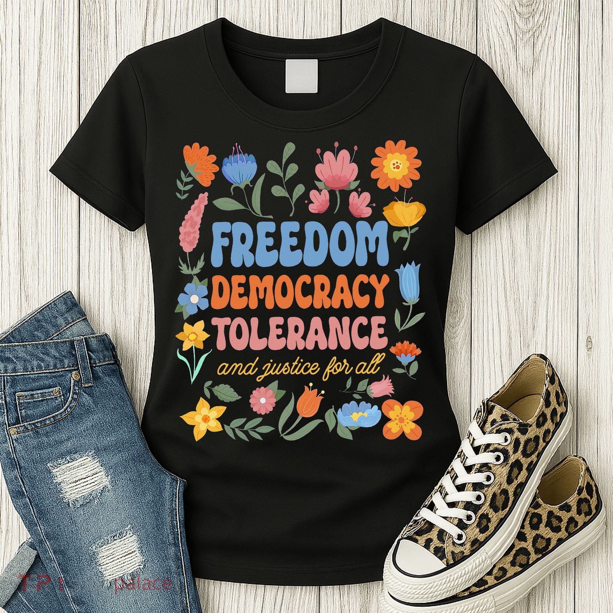 Freedom Democracy Tolerance Justice All Subtle Resist Trump Women's T-Shirt