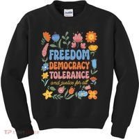 Freedom Democracy Tolerance Justice All Subtle Resist Trump Kids Sweatshirt thumb 0
