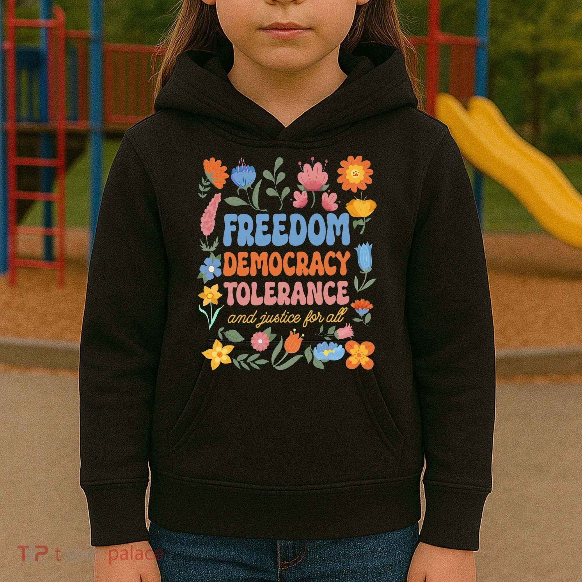 Freedom Democracy Tolerance Justice All Subtle Resist Trump Kids Hoodie