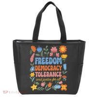 Freedom Democracy Tolerance Justice All Subtle Resist Trump Tote Bag thumb 0