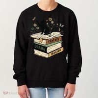 Fantasy Drama Tragedy Cat Book Lover Reading Humor Women's Sweatshirt thumb 0