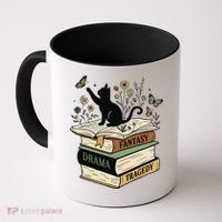 Fantasy Drama Tragedy Cat Book Lover Reading Humor Coffee Mug thumb 0
