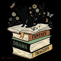 Fantasy Drama Tragedy Cat Book Lover Reading Humor Coffee Mug thumb 5