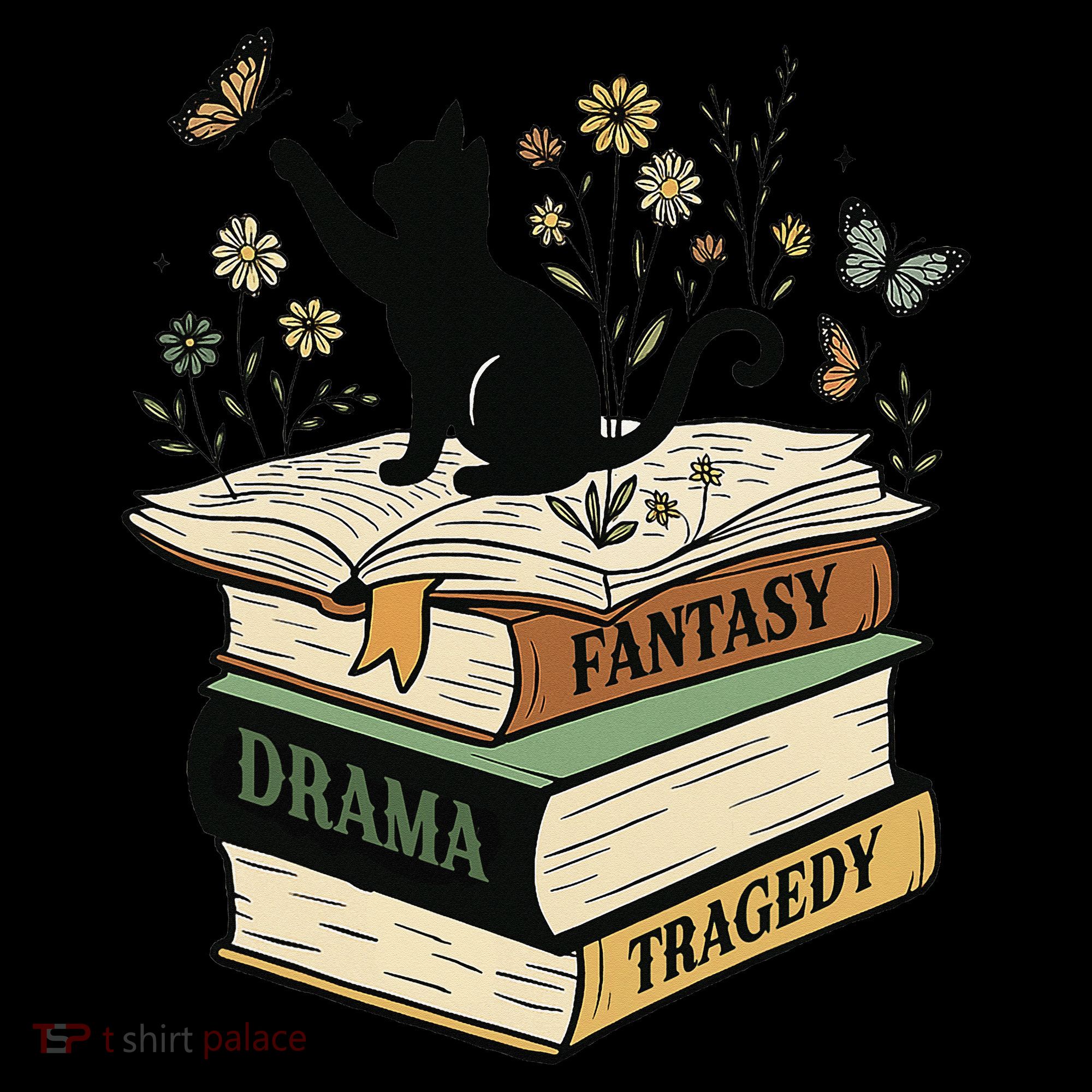 Fantasy Drama Tragedy Cat Book Lover Reading Humor Coffee Mug