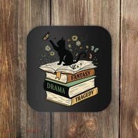 Fantasy Drama Tragedy Cat Book Lover Reading Humor Coaster thumb 0