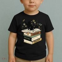 Fantasy Drama Tragedy Cat Book Lover Reading Humor Toddler T-Shirt thumb 2