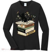 Fantasy Drama Tragedy Cat Book Lover Reading Humor Women's Long Sleeve Shirt thumb 0