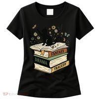 Fantasy Drama Tragedy Cat Book Lover Reading Humor Women's T-Shirt thumb 0