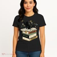 Fantasy Drama Tragedy Cat Book Lover Reading Humor Women's T-Shirt thumb 4
