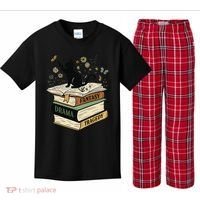 Fantasy Drama Tragedy Cat Book Lover Reading Humor Kids Plaid Pajama Set thumb 0