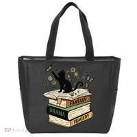 Fantasy Drama Tragedy Cat Book Lover Reading Humor Tote Bag thumb 0