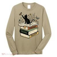 Fantasy Drama Tragedy Cat Book Lover Reading Humor Long Sleeve Shirt thumb 0