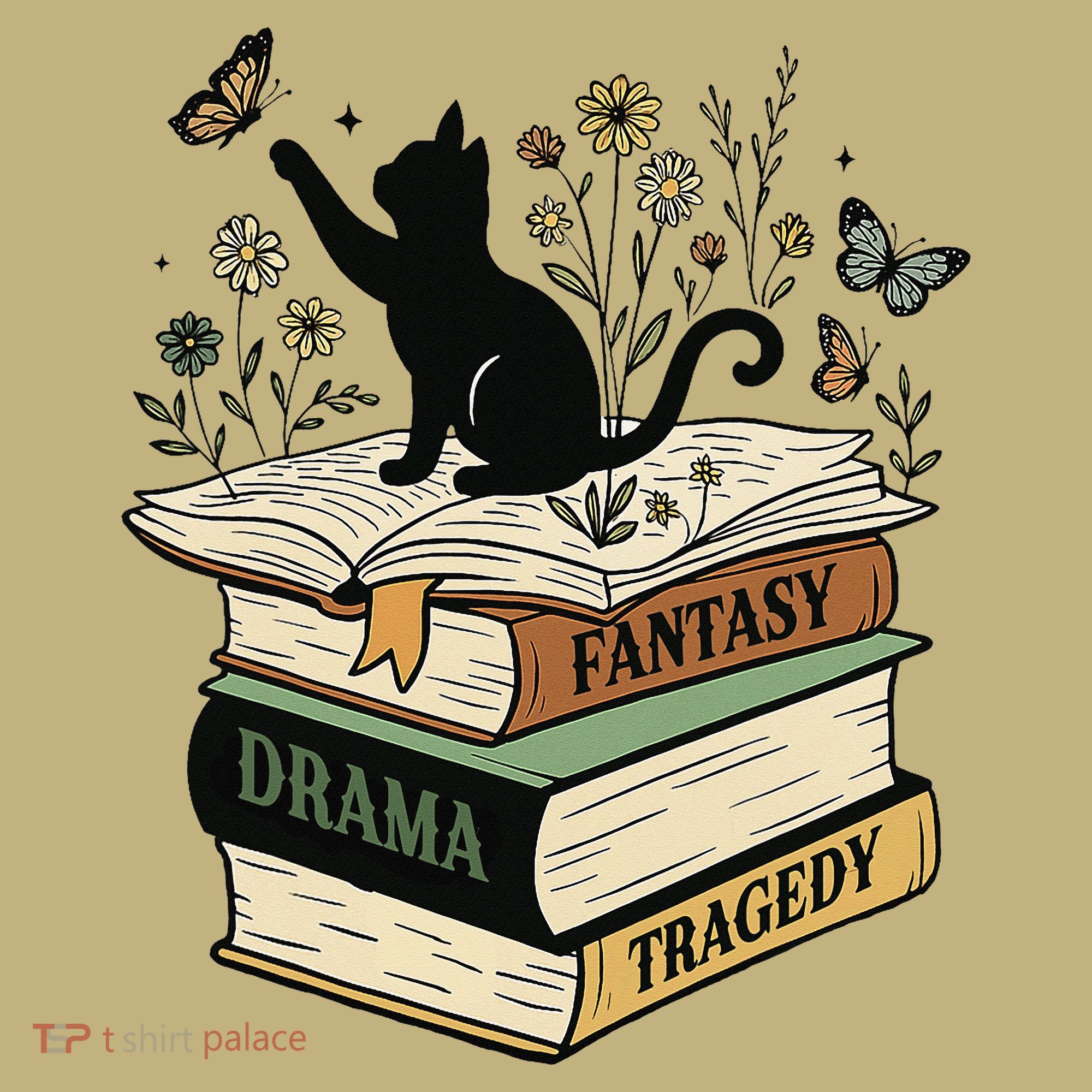 Fantasy Drama Tragedy Cat Book Lover Reading Humor Long Sleeve Shirt