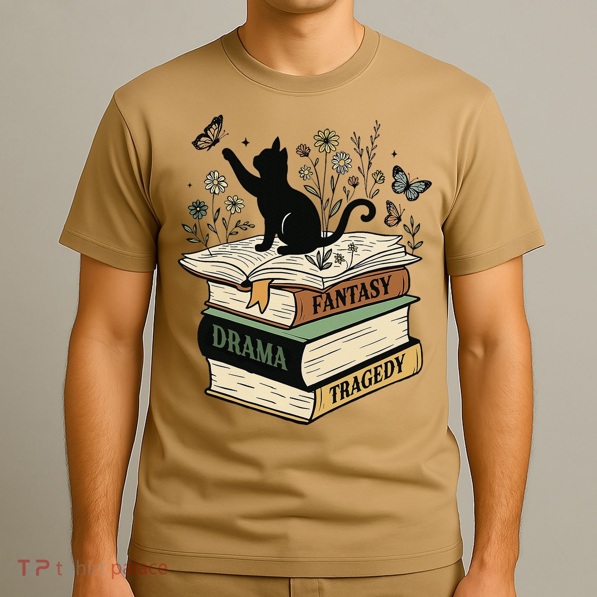 Fantasy Drama Tragedy Cat Book Lover Reading Humor T-Shirt