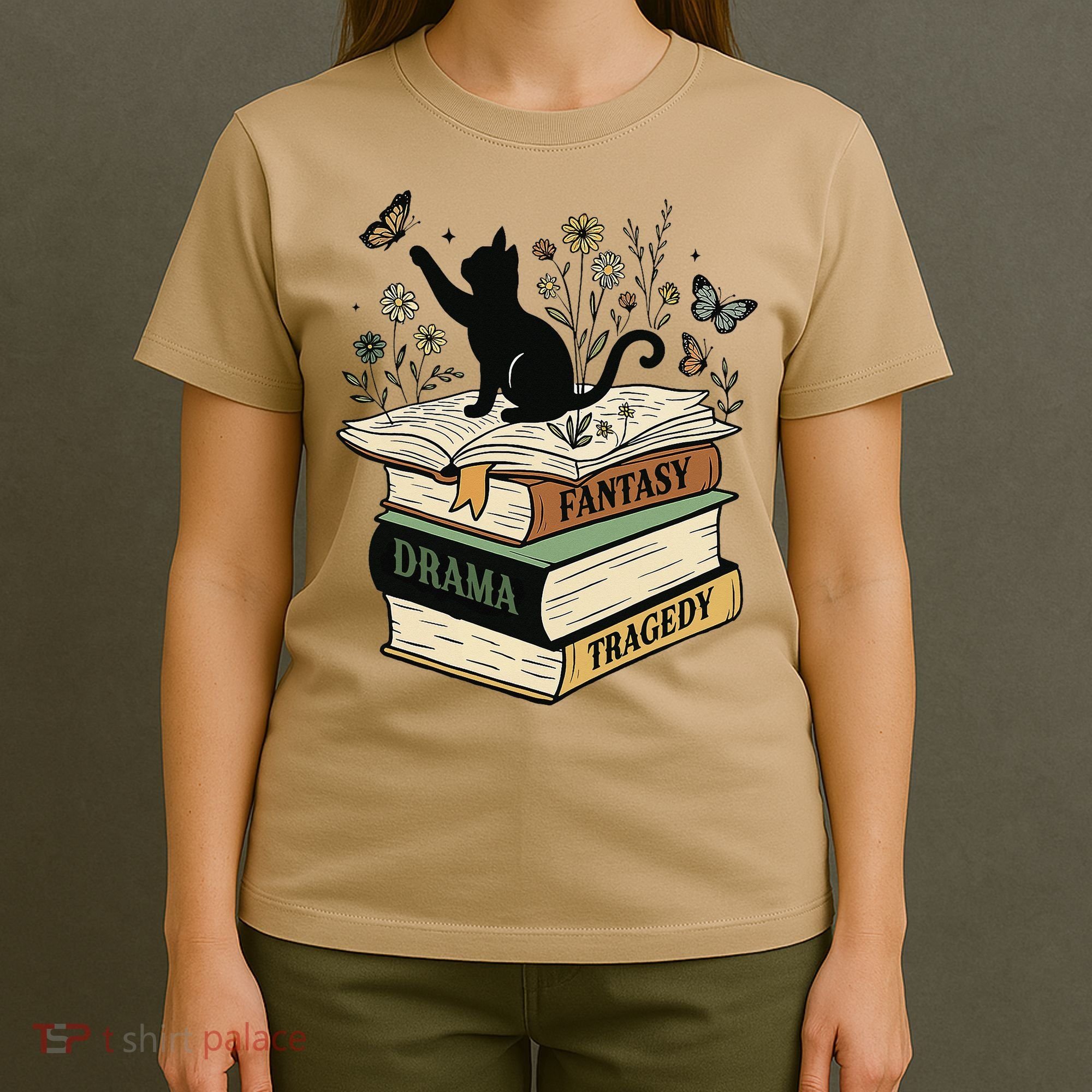Fantasy Drama Tragedy Cat Book Lover Reading Humor T-Shirt